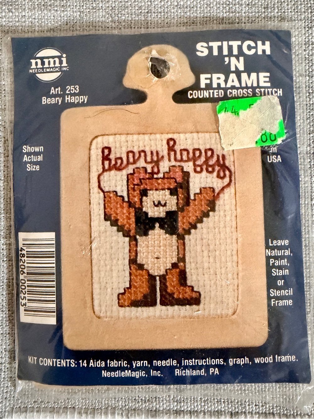 NeedleMagic Stitch 'N Frame Counted "Beary Happy" Cross Stitch Needlepoint Kit